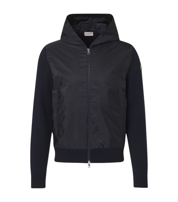 Moncler Tricot hooded cotton-blend jacket