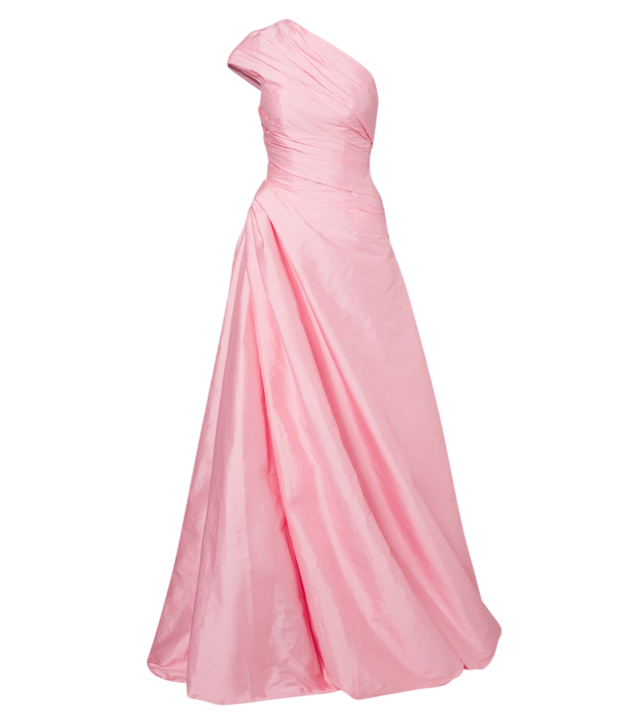 Monique Lhuillier Draped one-shoulder bustier gown