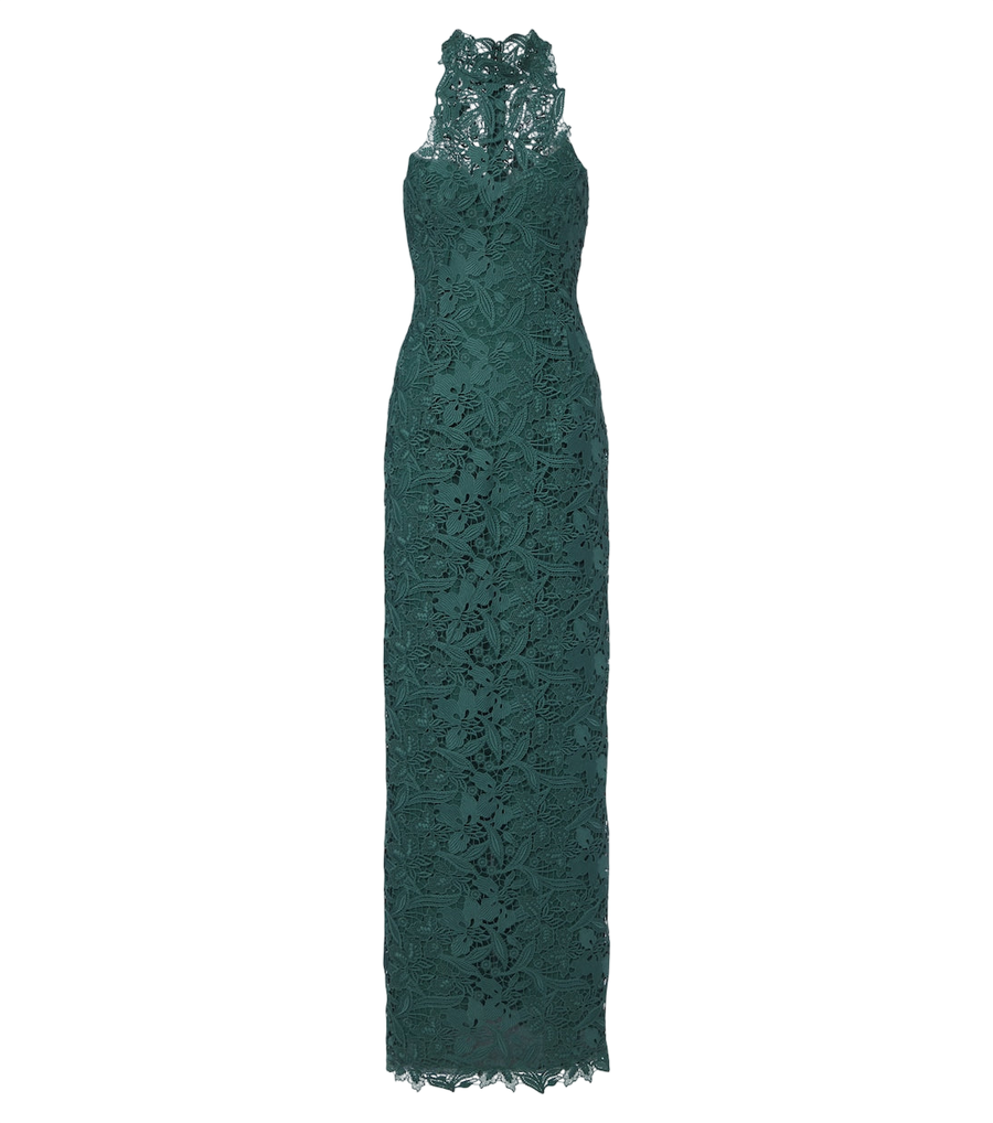 Robe longue dos nu en dentelle Monique Lhuillier