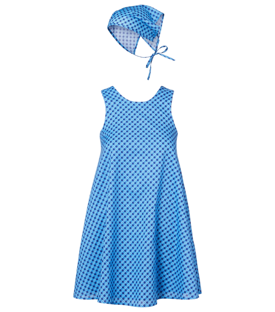 Ensemble robe courte en coton à carreaux et foulard Montce Betsie