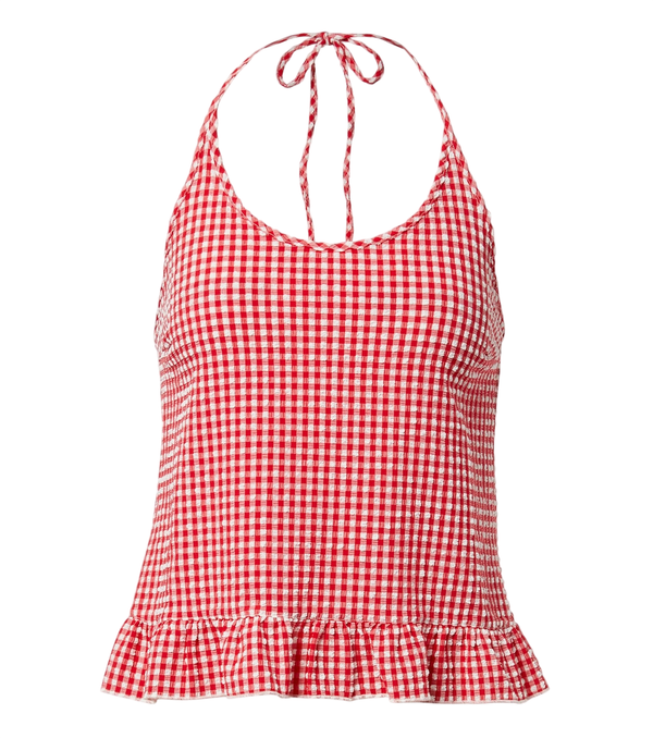 Montce Top Brooklyn a quadri con scollo all'americana