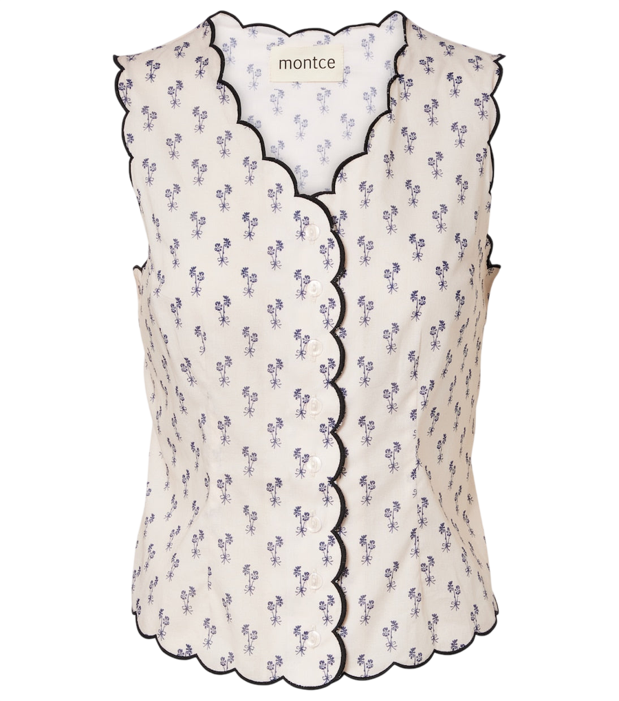 Gilet Montce Cynthia en coton à motif floral et bords festonnés