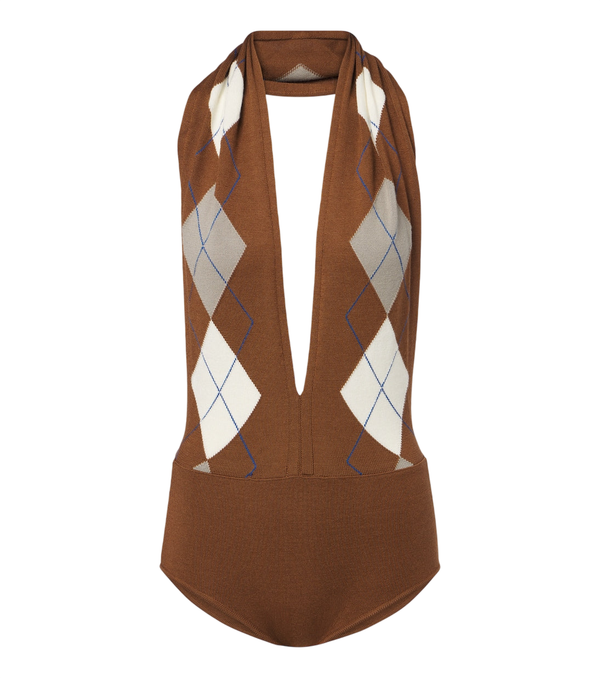 Mugler Body in lana vergine Argyle