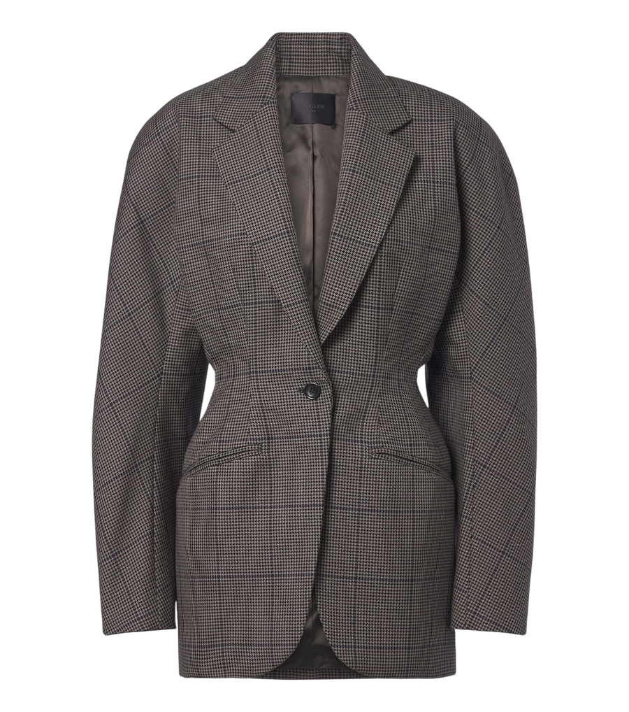 Mugler Checked oversized wool jacket