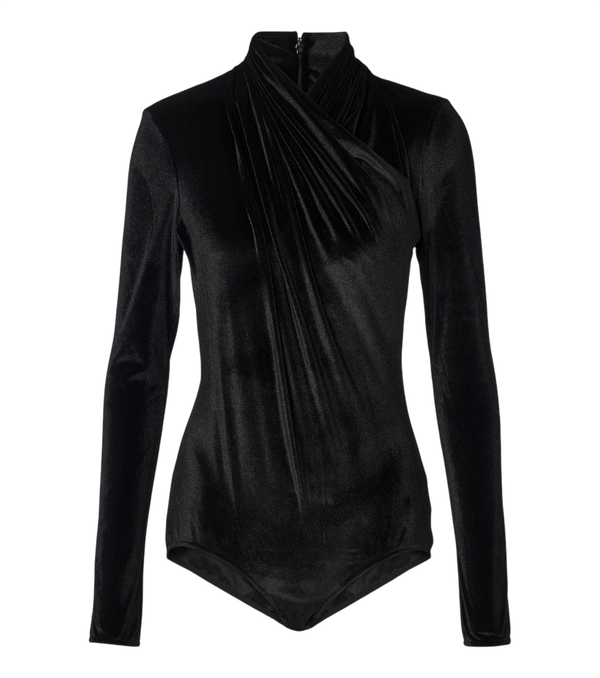 Mugler Body in velluto drappeggiato