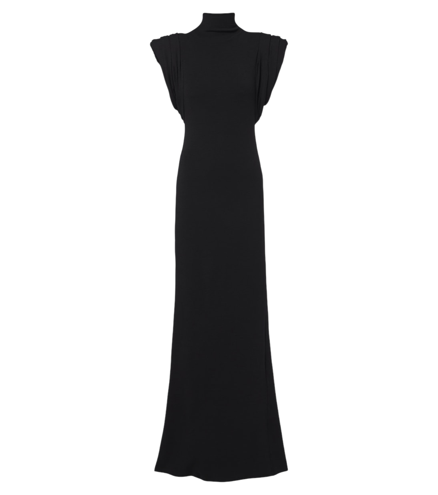 Mugler Draped wool-blend jersey gown