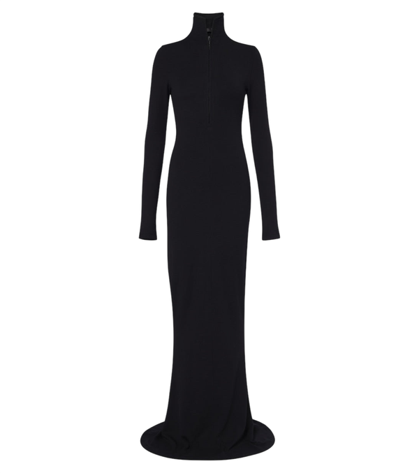 Mugler Turtleneck wool-blend jersey maxi dress