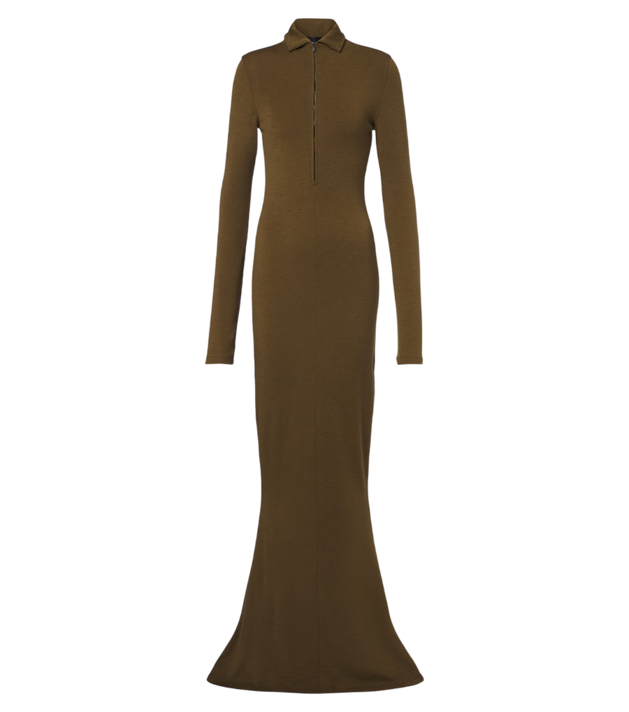 Mugler Wool-blend jersey polo dress