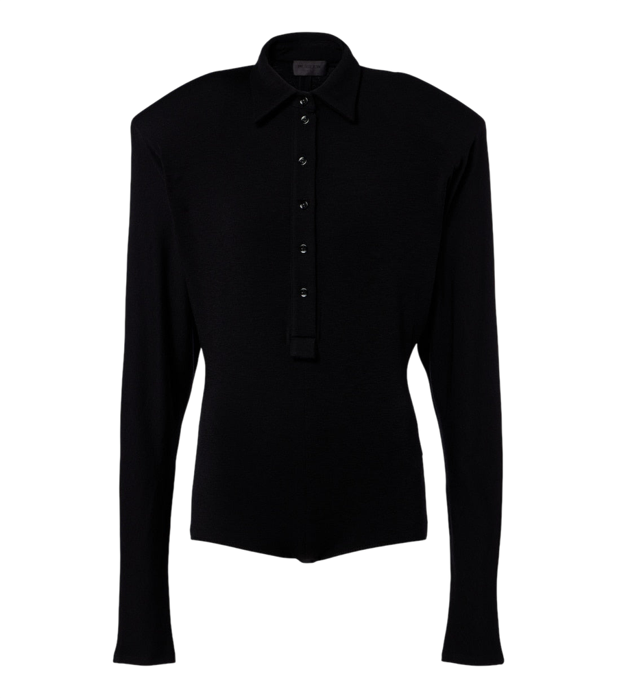 Jersey tipo polo de mezcla de lana Mugler