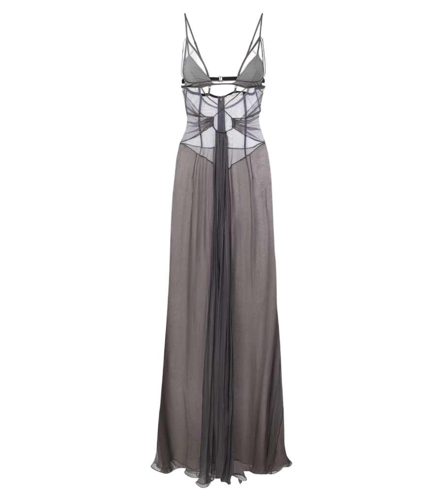 Nensi Dojaka Cutout sheer silk gown