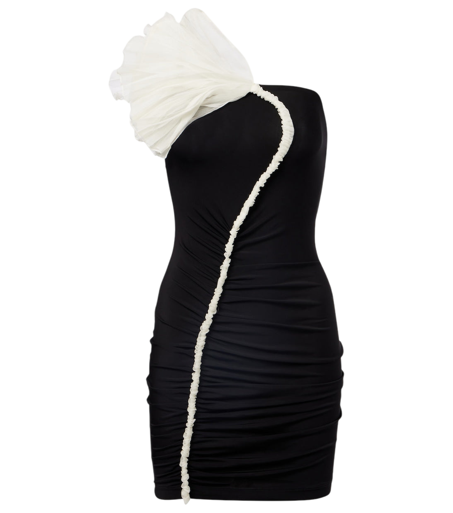 Nensi Dojaka Floral-appliqué asymmetric minidress