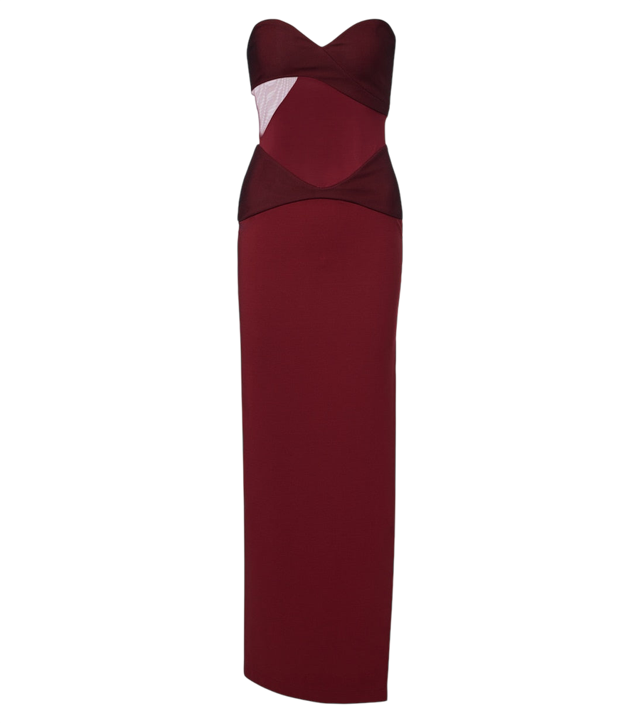 Nensi Dojaka Paneled strapless gown