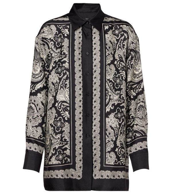 Camisa de sarga de seda con estampado paisley Alfie de Nili Lotan
