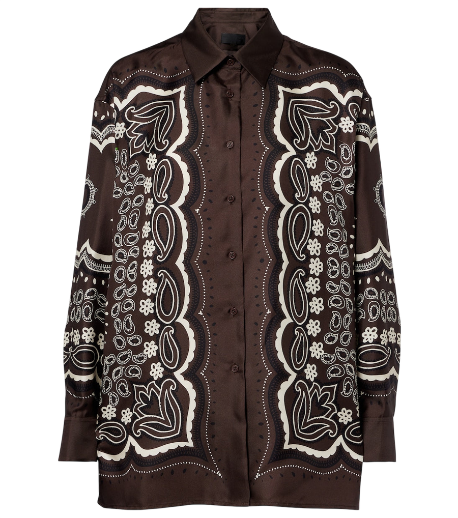 Camisa de sarga de seda estampada Alfie de Nili Lotan