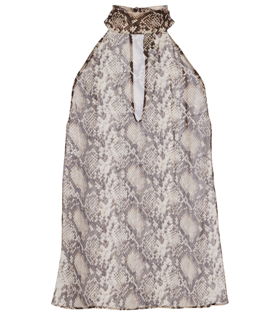 Nili Lotan Alla snake-print halterneck silk top