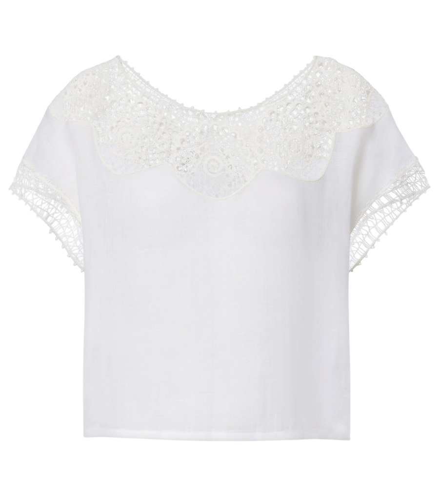 Nili Lotan Caila crochet-trimmed ramie top