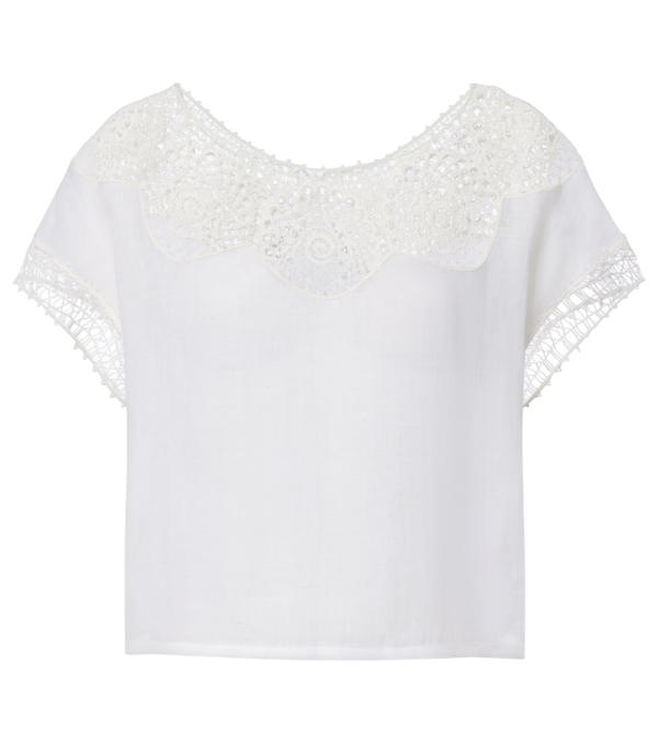 Nili Lotan Caila crochet-trimmed ramie top