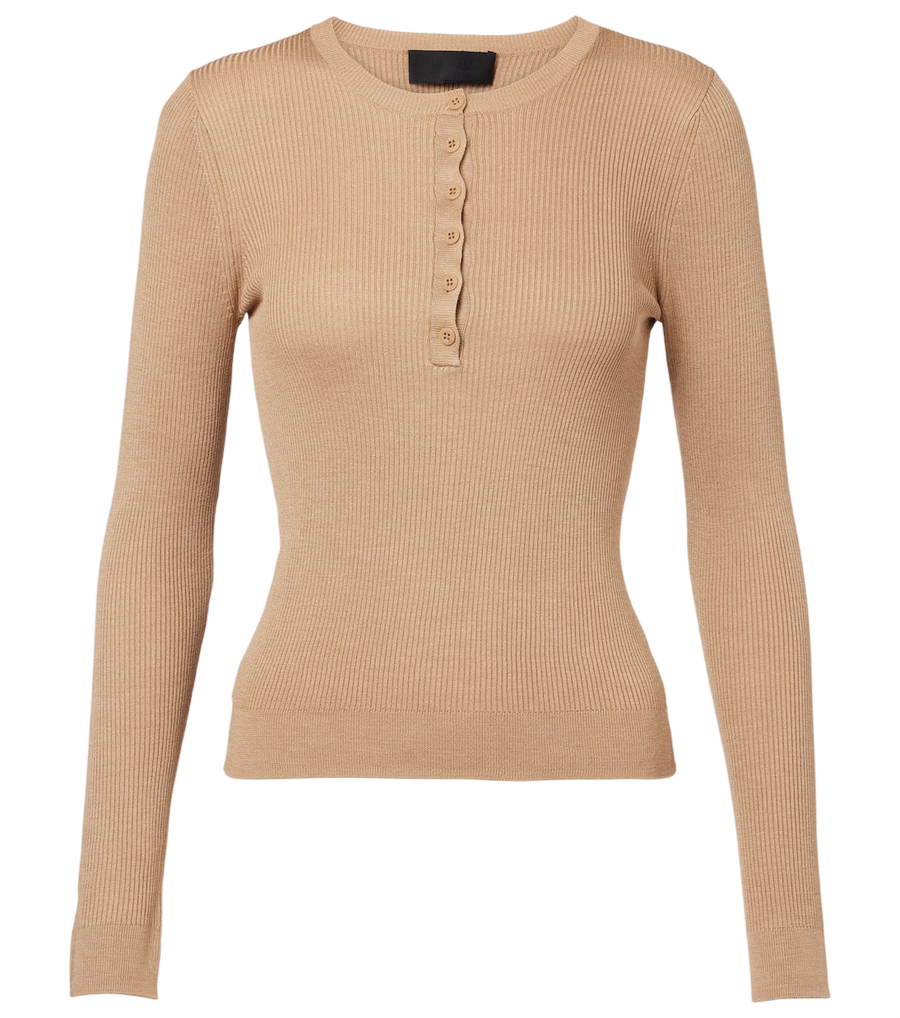 Nili Lotan Camisa Henley de seda canelada Kyrie