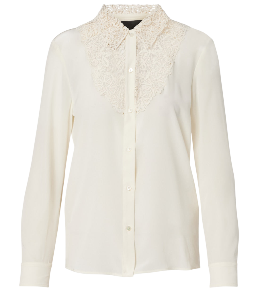 Nili Lotan Lace-trimmed silk shirt