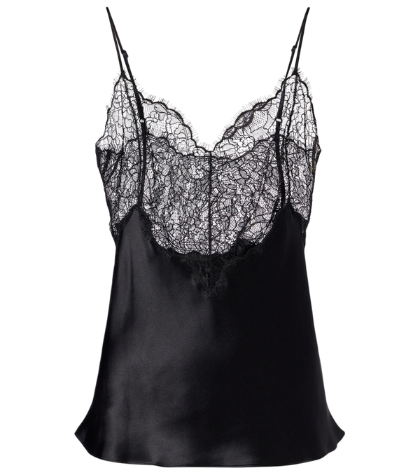 Camisola de satén de seda con ribete de encaje Mabelle de Nili Lotan