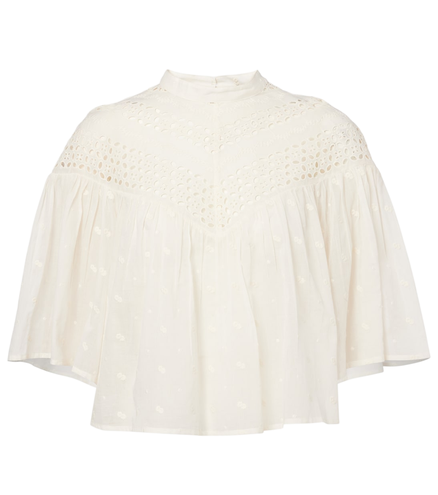 Nili Lotan Mikki embroidered cotton voile top