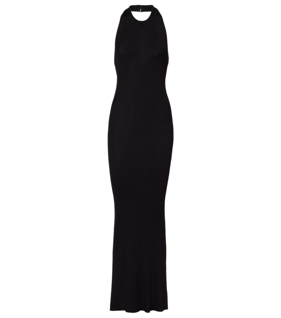 Nili Lotan Ribbed-knit halterneck maxi dress