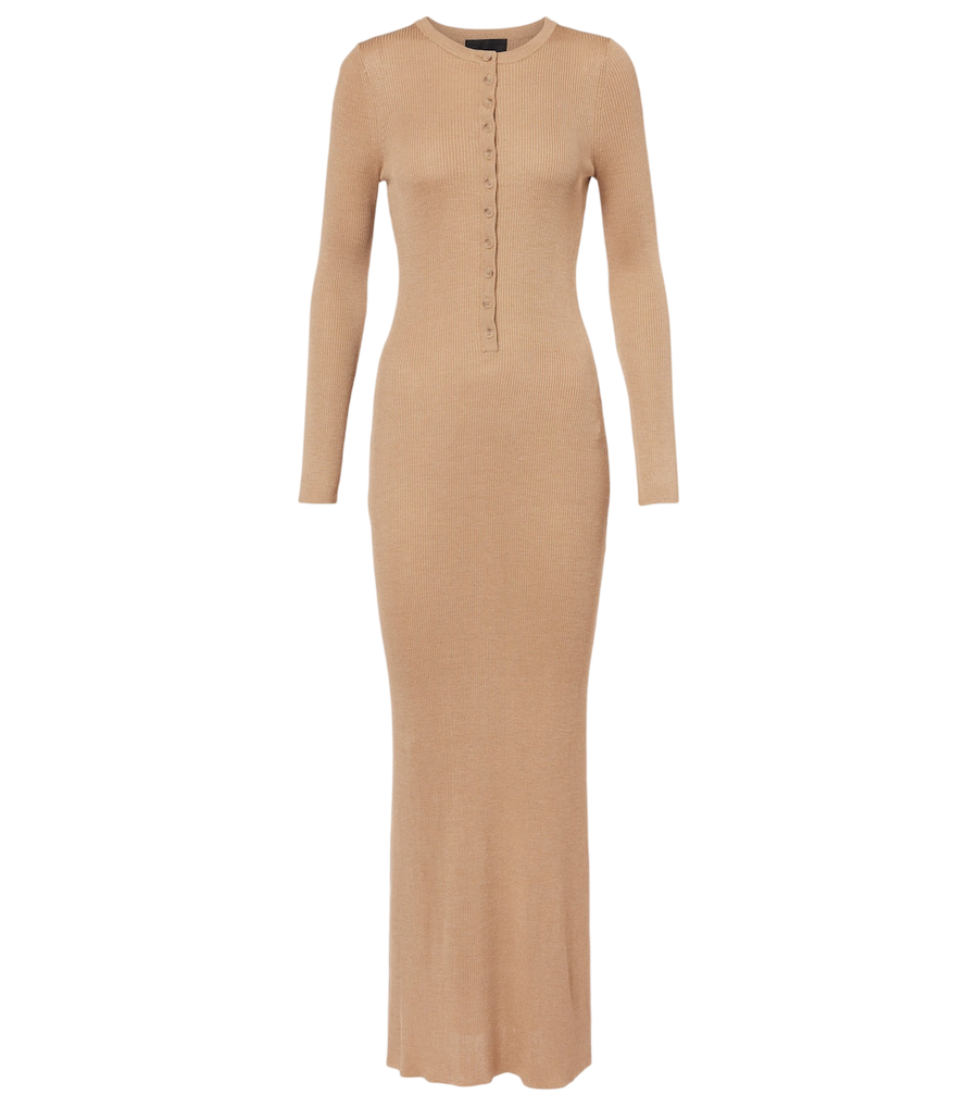 Nili Lotan Ribbed-knit silk maxi dress