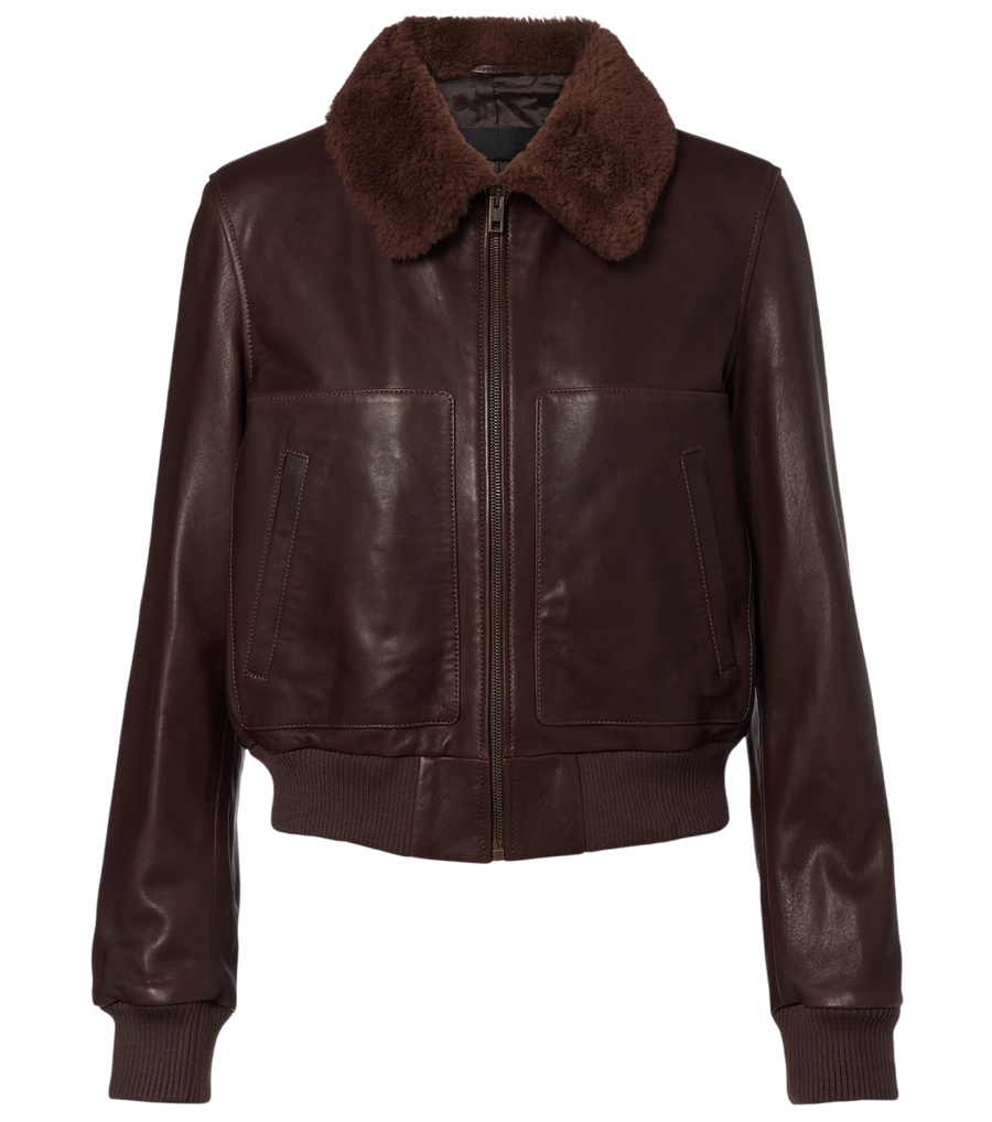 Nili Lotan Shearling-trimmed leather jacket