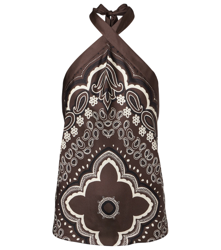 Top de seda con cuello halter estampado Solal de Nili Lotan