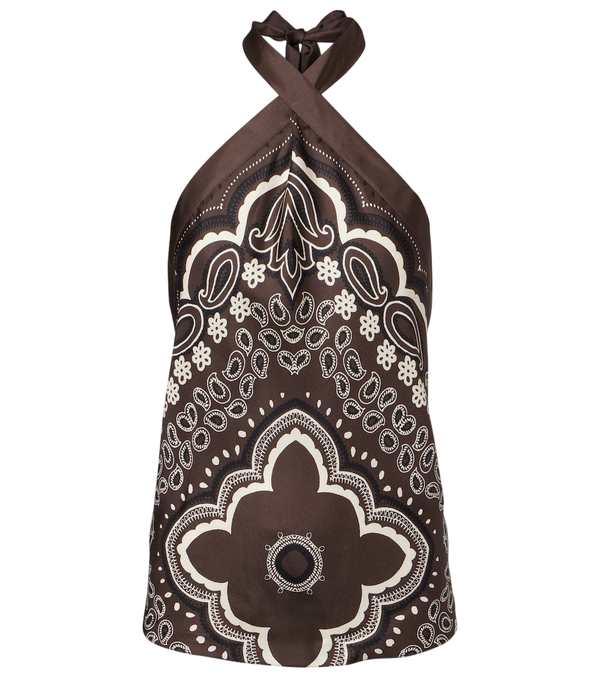 Top de seda con cuello halter estampado Solal de Nili Lotan