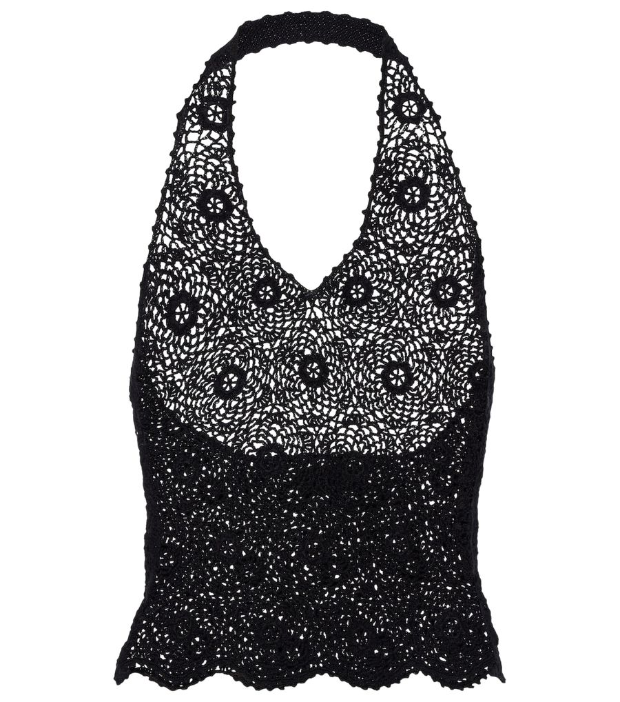 Nili Lotan Blusa de algodão com decote halter em crochê Ventura