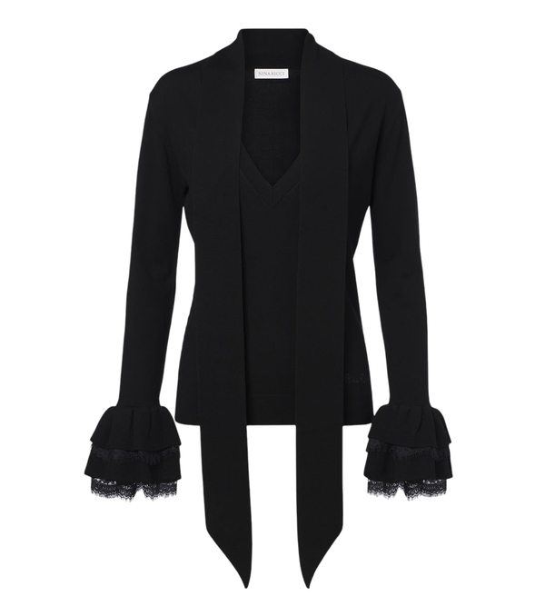 Nina Ricci Lace-trimmed wool-blend top