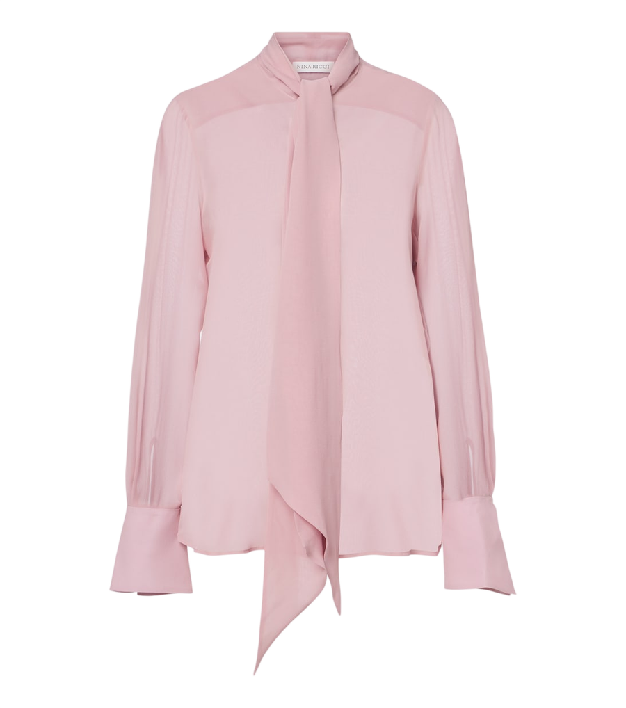 Blouse en soie à col lavallière Nina Ricci