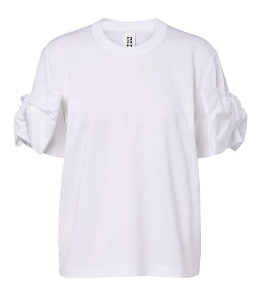 Noir Kei Ninomiya T-shirt de malha de algodão com detalhe de laço