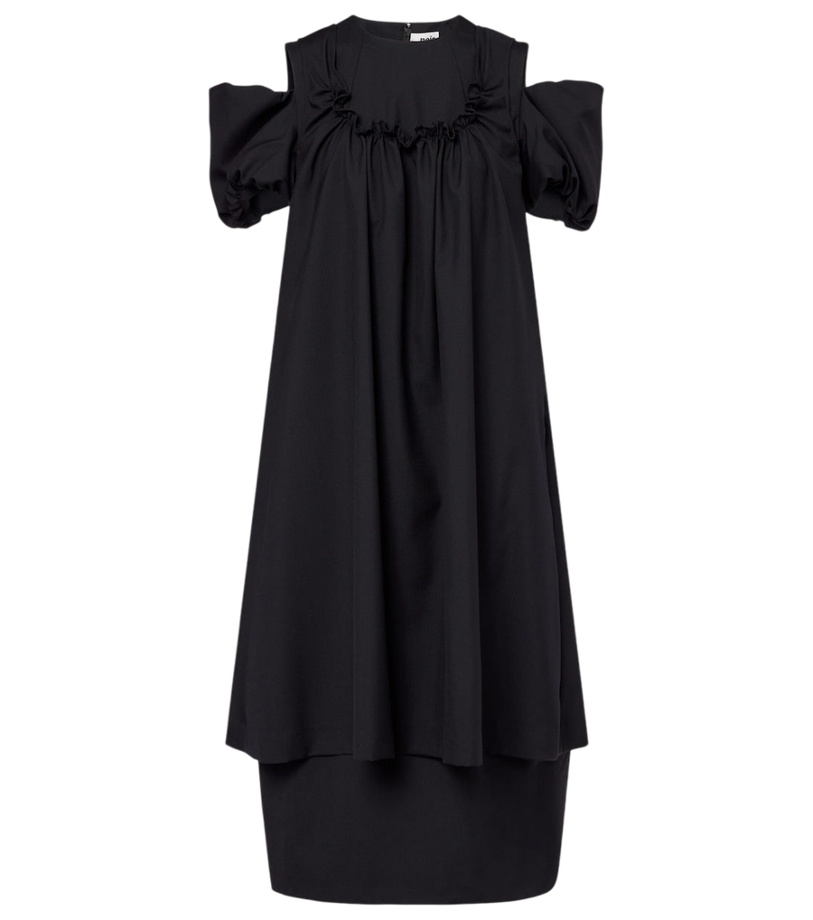 Robe midi en laine ajourée Noir Kei Ninomiya