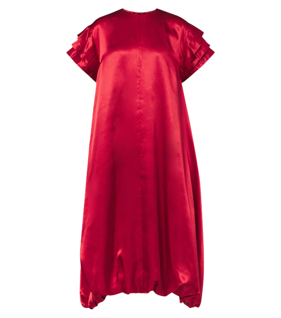 Robe midi plissée en satin froncé Noir Kei Ninomiya