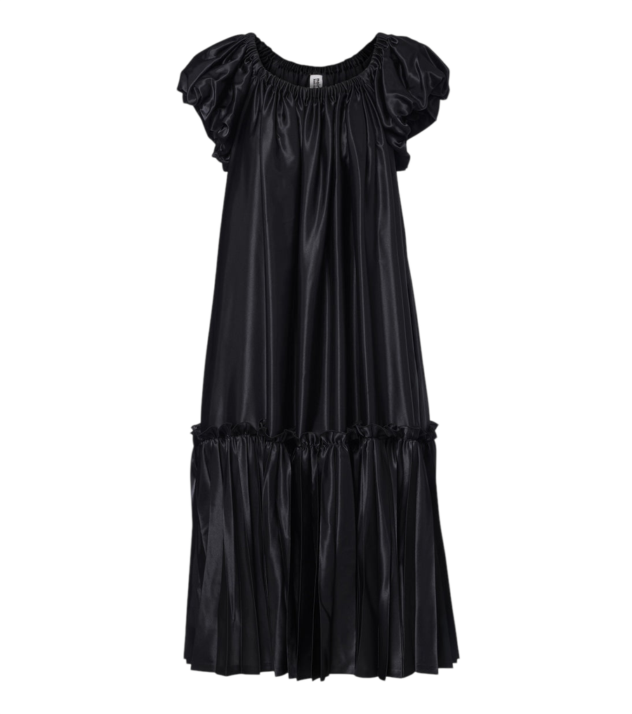 Noir Kei Ninomiya Pleated tiered satin midi dress