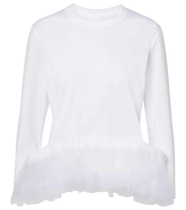 Noir Kei Ninomiya Tulle-trimmed cotton jersey top