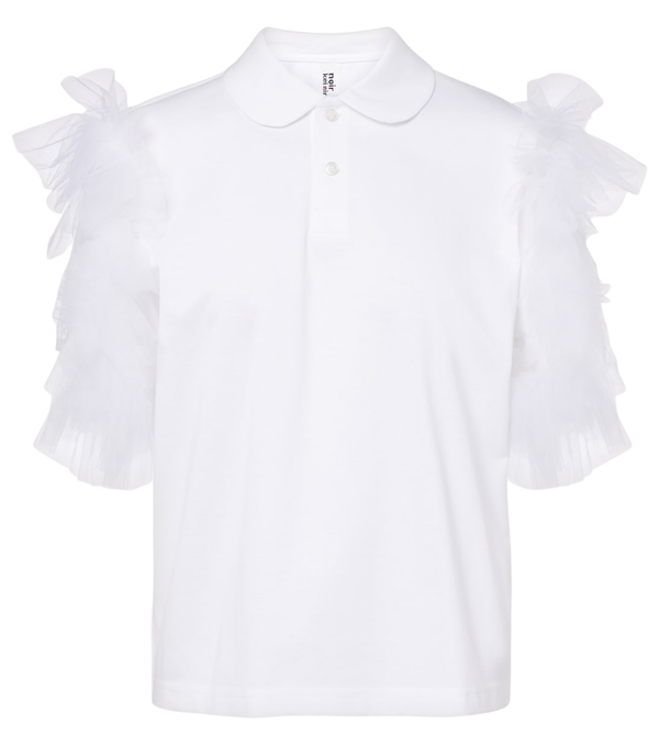 Noir Kei Ninomiya Tulle-trimmed cotton polo shirt