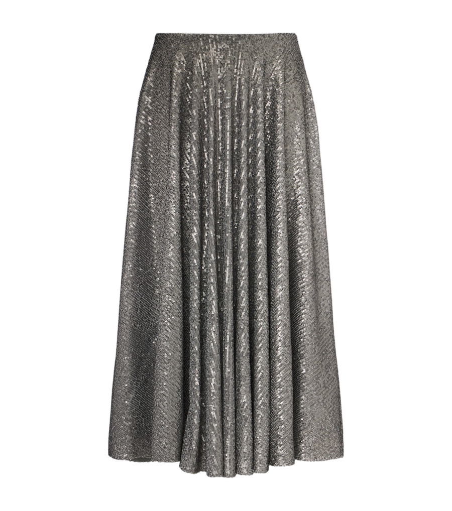 Falda midi fruncida de lentejuelas de Norma Kamali