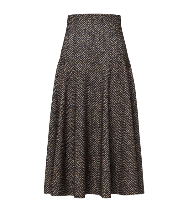 Norma Kamali Herringbone pleated midi skirt