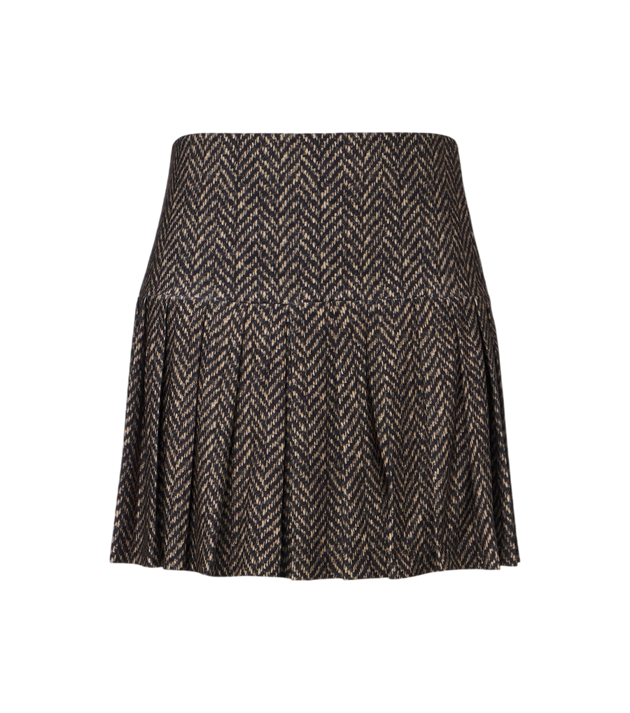 Norma Kamali Herringbone pleated miniskirt