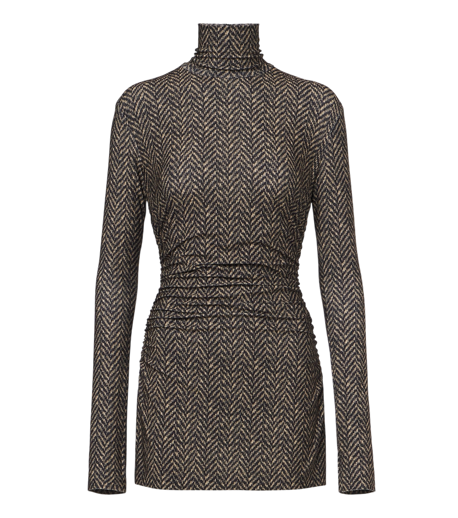 Norma Kamali Herringbone ruched minidress