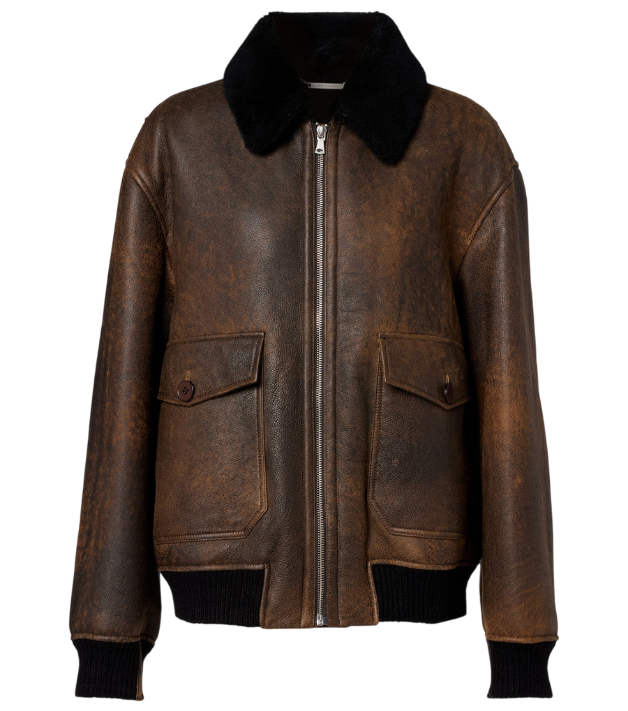 Nour Hammour Anton shearling-lined leather bomber jacket