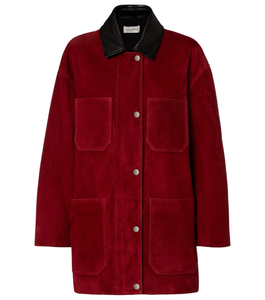 Nour Hammour Barn leather-trimmed suede jacket