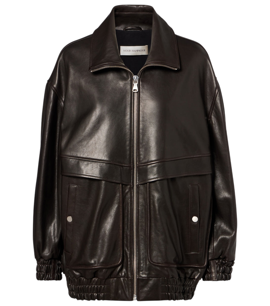 Nour Hammour Beck leather bomber jacket