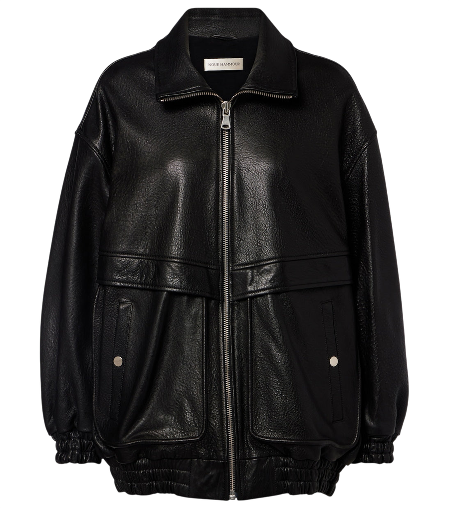 Nour Hammour Beck leather bomber jacket
