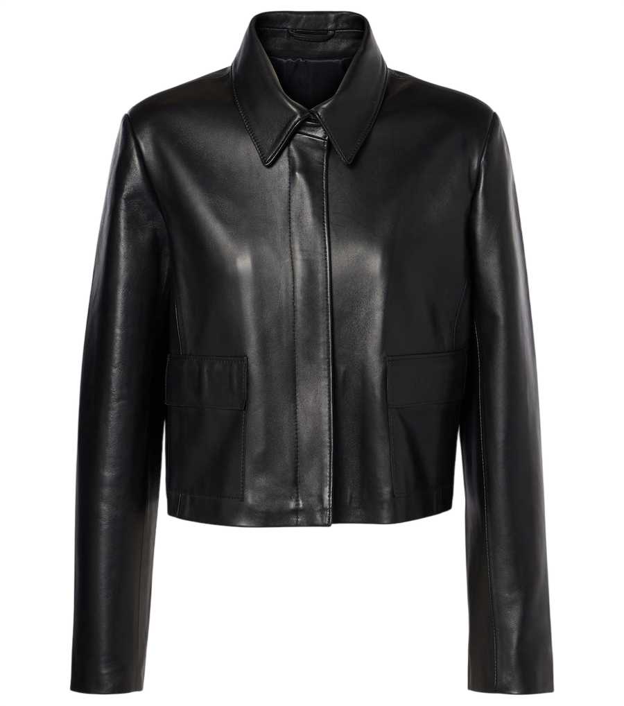 Nour Hammour Bleeker cropped leather jacket