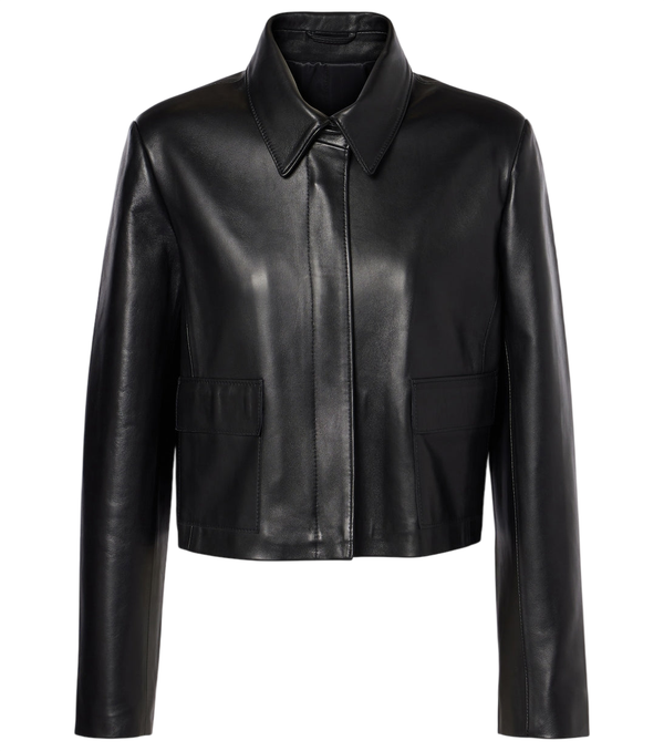 Nour Hammour Bleeker cropped leather jacket