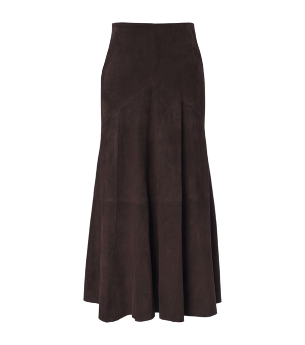 Jupe midi en daim Garnier de Nour Hammour